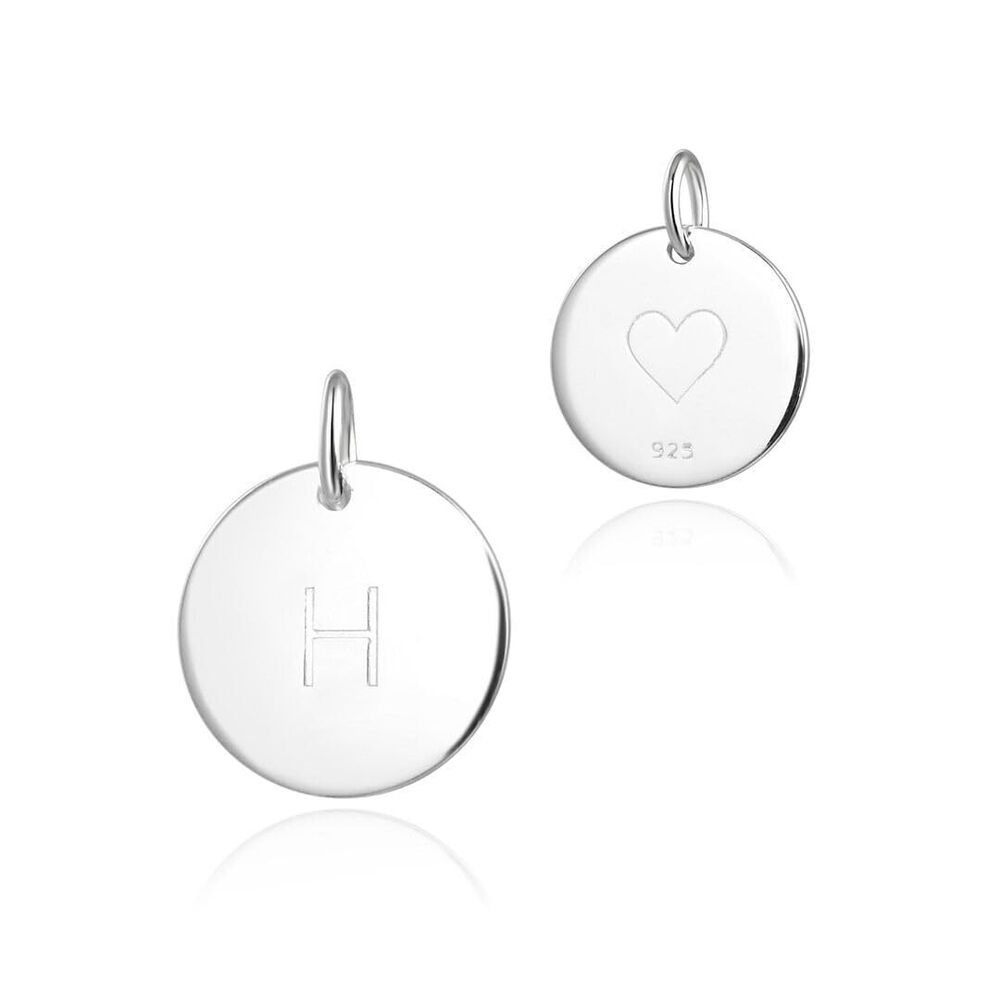 1641 2pcs Real 925 Sterling Silver 12mm Letter H Charm Cute Heart Engraved